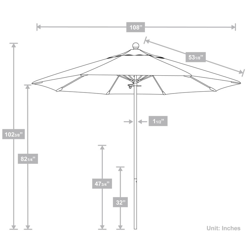 Parasol de marché 9 pi Myrwyn, Cabana classique