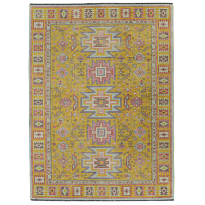 Laurel Sivas Machine Woven Polyester Area Rug in Yellow