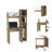 6-Shelf Writing Desk With Built-In Bookcase-2116202512