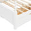 Grand lit plateforme avec lit gigogne simple TG et 2 tiroirs de rangement, lit en bois classique avec tête de lit à broche, blanc