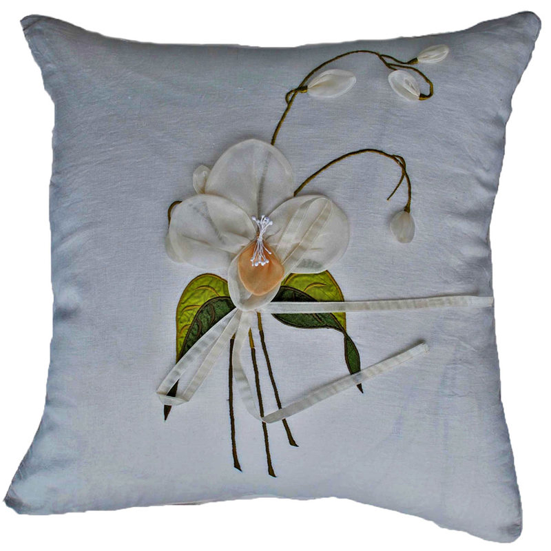 Orchidia Square Pillow Cover & Insert, Ivory