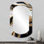 Marasco liquide or noir et blanc, dimension de vague - abstrait spirales cylindriques, décor de miroir mural unique, grand miroir asymétrique doré, impression d'art en métal-107247086