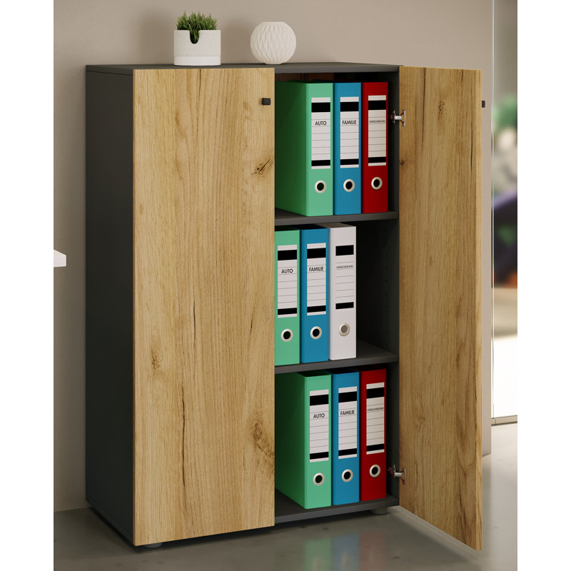 Requita Storage Cabinet, Black/Natural