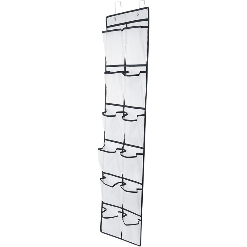 Range-chaussures suspendu 12 grandes poches au-dessus de la porte, blanc