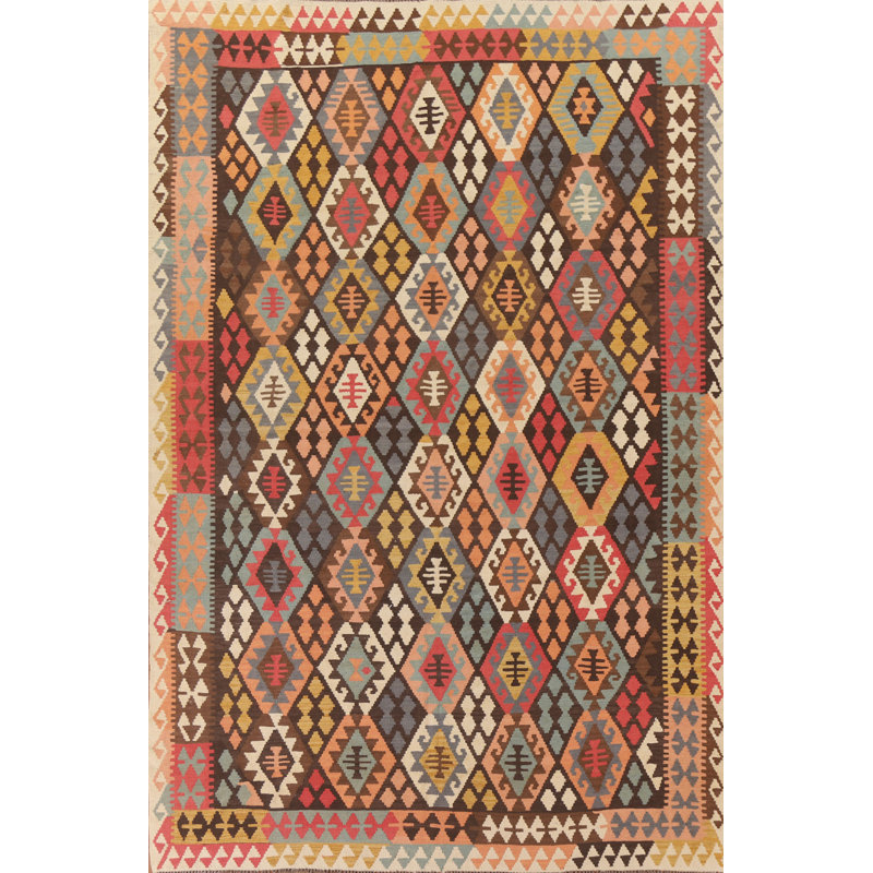 Tapis coloré en laine Kilim 8 x 12