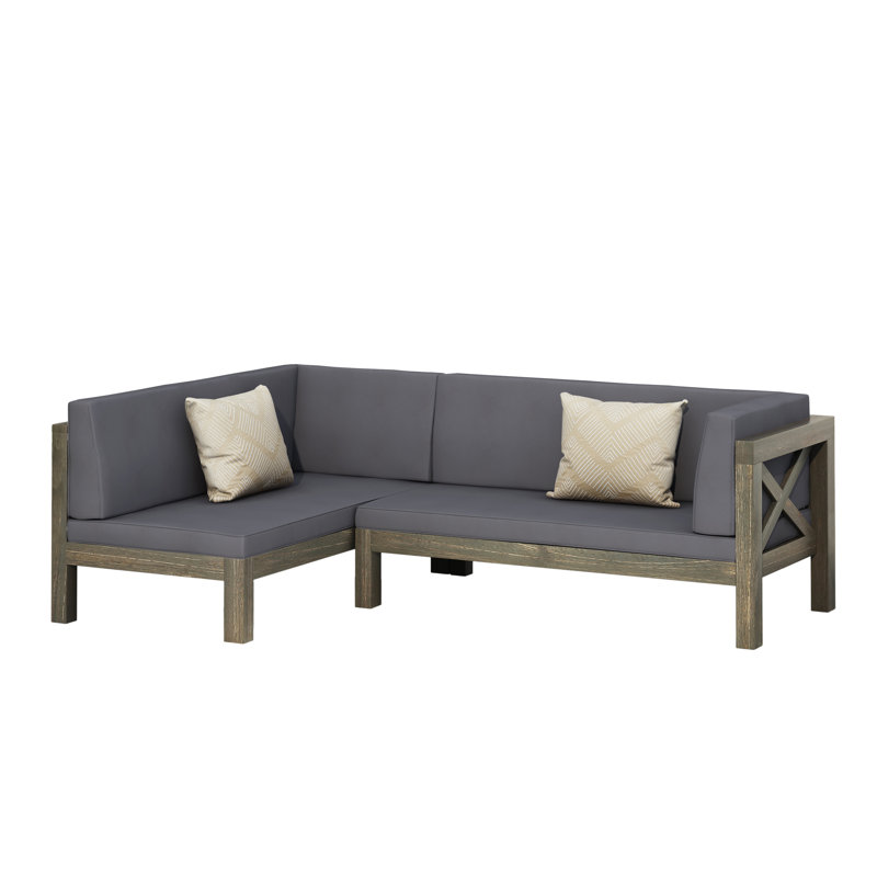 Canapé modulaire d'extérieur en forme de L Ouareau, Orienté à droite, Gris, Gris foncé