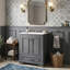 Meuble-lavabo autoportant 24 po avec lavabo en céramique, armoire en bois massif avec tablette réglable à 3 niveaux et portes à fermeture en douceur, 4 couleurs-838198509