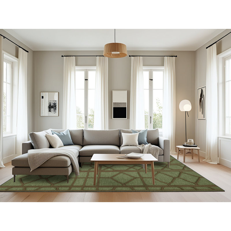 Tapis brun treillis lavable à la machine, Rectangulaire 8 pi x 12 pi