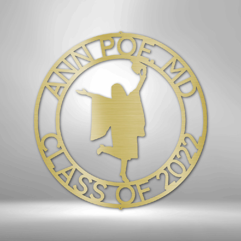 Monogramme de graduation personnalisé, Doré, H 14,25 po x l 14,5 po x P 0,5 po