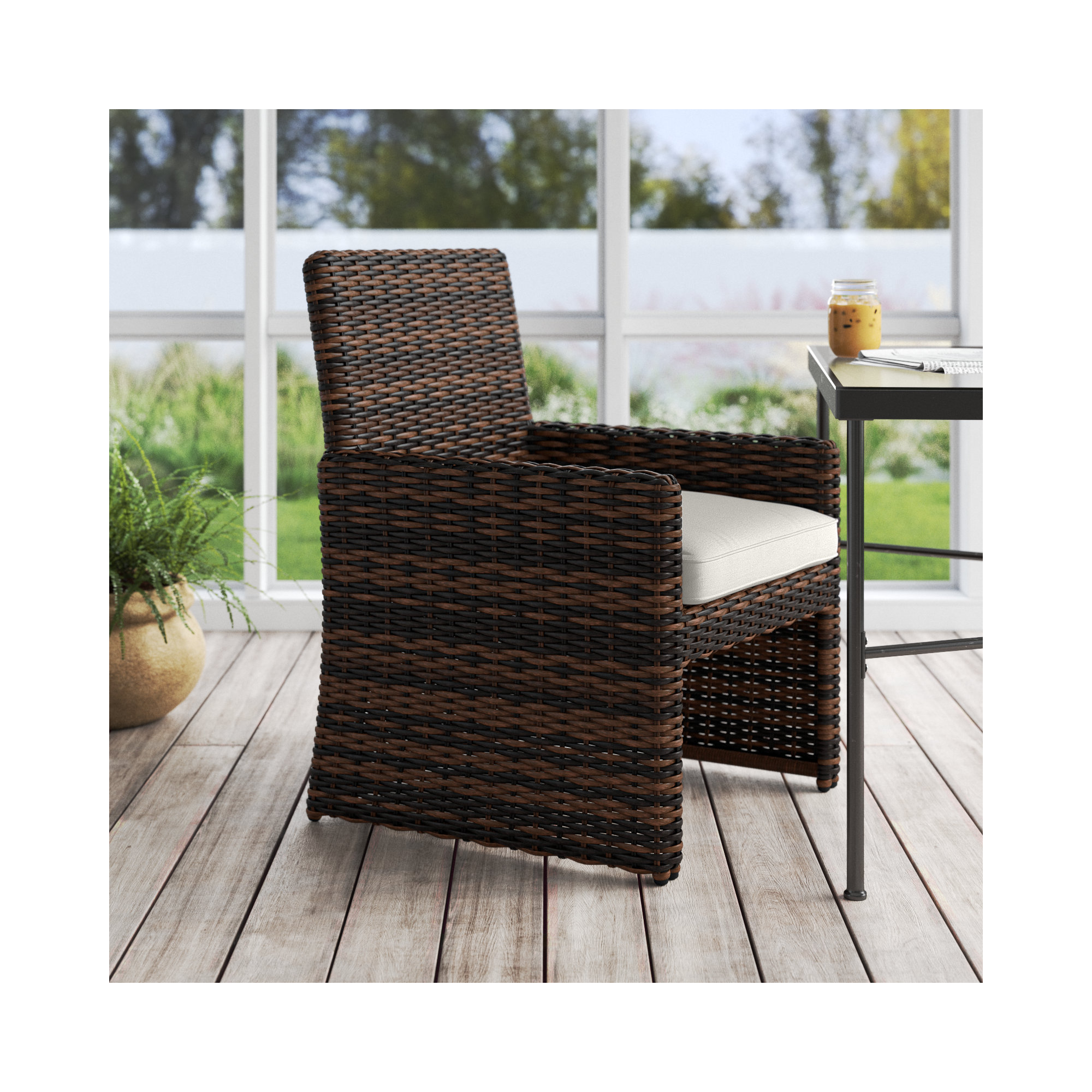 Naomie Patio Dining Chair with Sunbrella® Cushion, Canvas Flax Sunbrella® Canvas