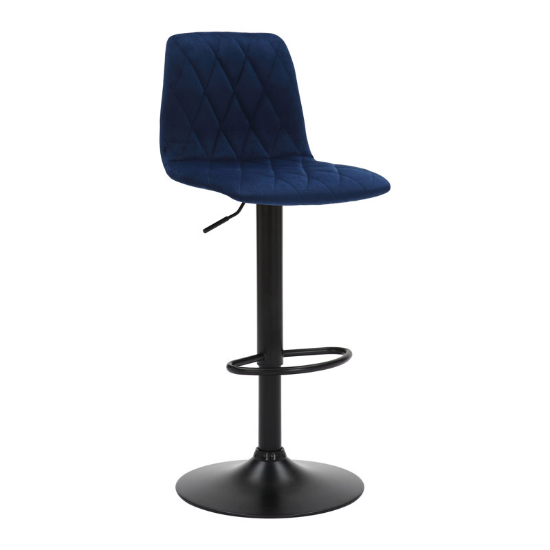 Adelaid Swivel Upholstered Adjustable Height Counter Stool with Metal Frame, Blue