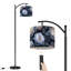 Lampe sur pied à arc avec télécommande Lampe sur pied à motif floral bohème romantique à 3 couleurs avec interrupteur au pied pour coin lecture dans la chambre à coucher