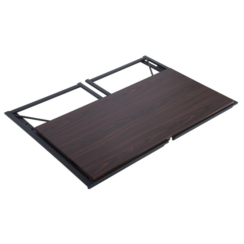 Bureau d'ordinateur pliable en bois avec cadre en métal H 28,3 po x l 40,9 po, H 28,3 po x l 40,9 po x P 19,7 po, Noyer