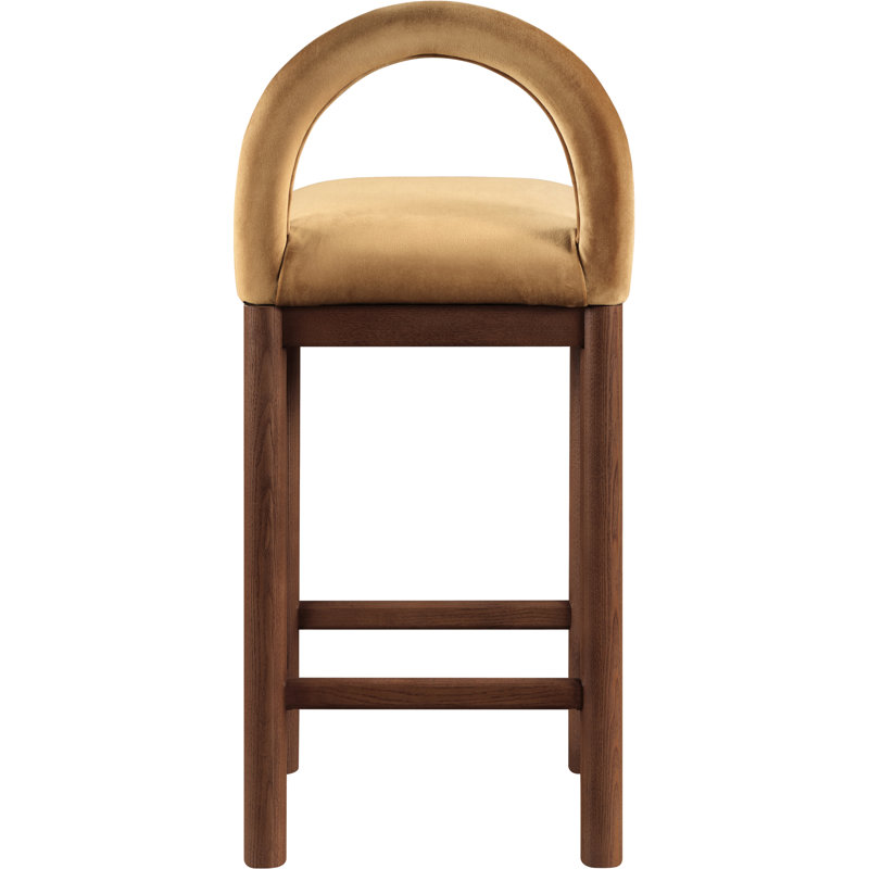 Tabouret de comptoir Conrad, Siège en velours selle / cadre brun