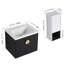 Meuble-lavabo mural de 24 pouces de qualité minimaliste avec lavabo en céramique et armoires latérales