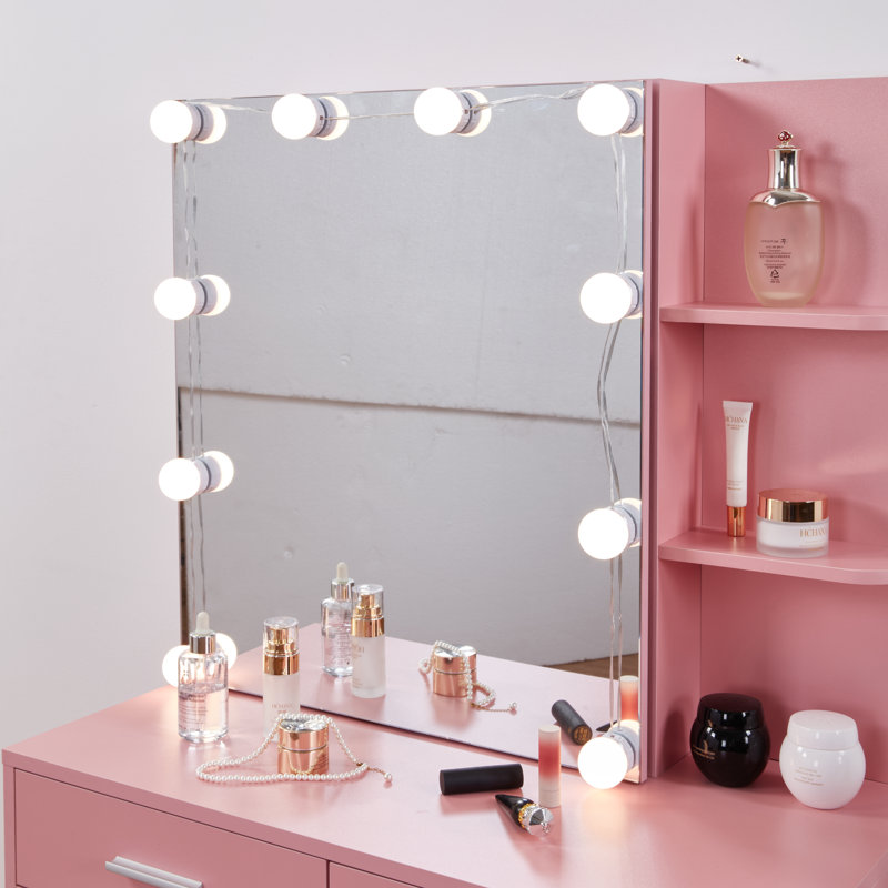 Ensemble de coiffeuse rose