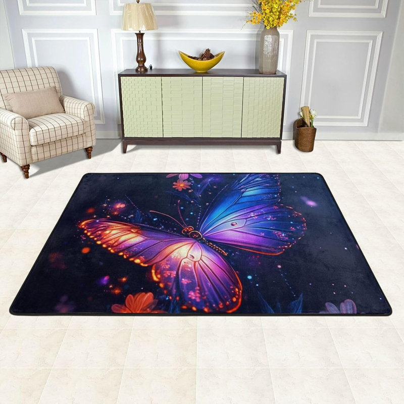 Tapis de salon en flanelle à poils courts lavable, 40 x 60 cm, 8.27" W x 11.87" L