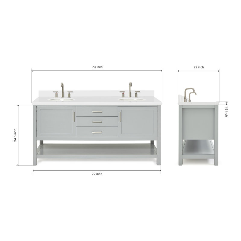 Bayhill Double Vanity, Oval, White, White Quartz