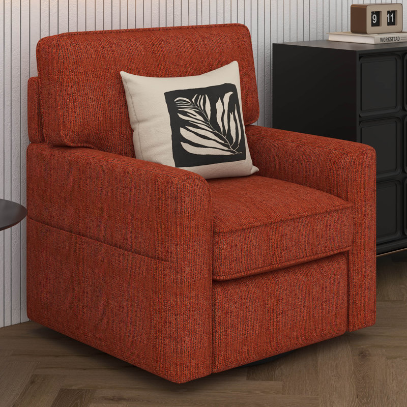 Fauteuil d'appoint pivotant à 360 ° avec poches latérales pour salon, chambre à coucher, bureau, hôtel, Rouge