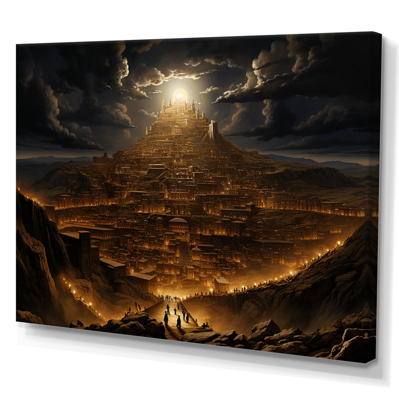 Judaïsme, Mont Moriah, sommet sacré, mystère clair de lune I sur toile, Toile tendue, H 24 po x l 32 po x P 1 po