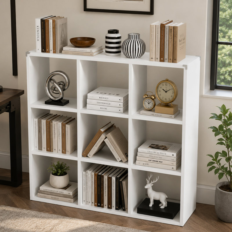 Bibliothèque à 9 cubes en métal avec tablettes, H 41,4 po x l 41 po x P 11,8 po