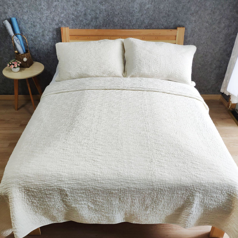 Carson Cotton Quilt, King Quilt + 2 Shams, Ivory