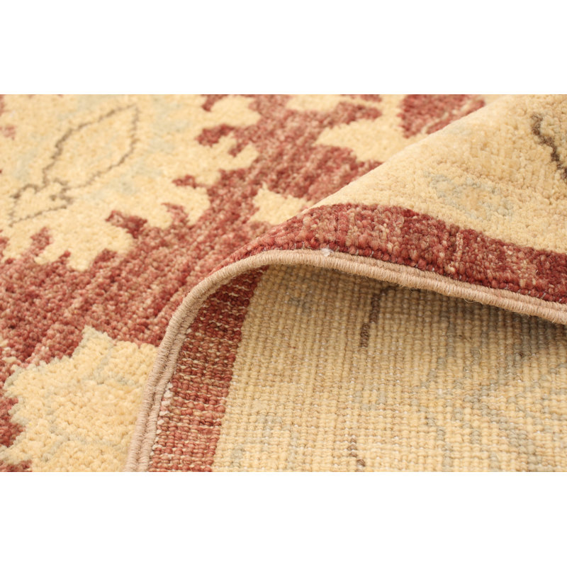 Tapis de bois one-of-kind-noué la 2010 ushak brun/beige 4 pi 11 po x 7 pi zone de laine Kerin