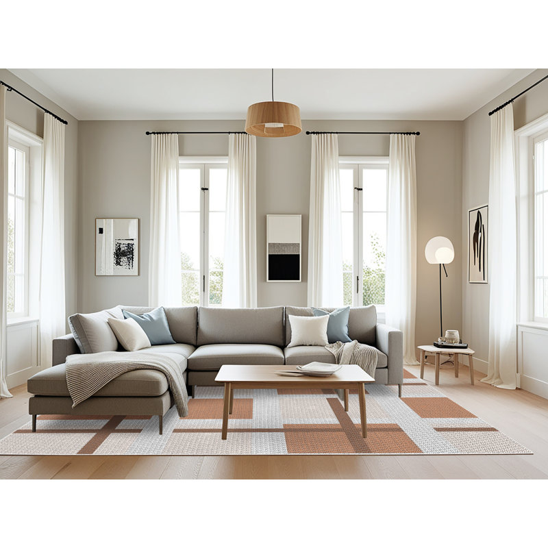Tapis brun à motif géométrique Antoniyo, Rectangle 8 pi x 12 pi