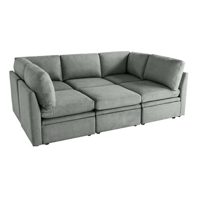 6 Piece Modular Fabric Sleeper Sofa Sectional