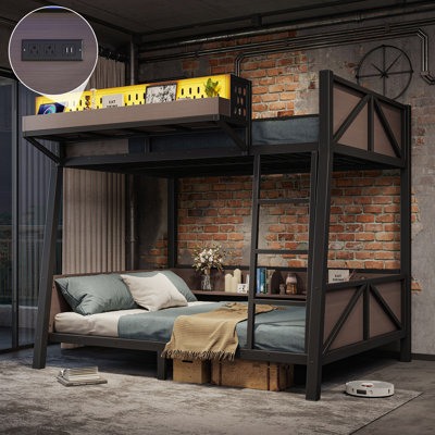 Lits avec rangement USB DEL, lit superposé simple en bois aggloméré pour enfants