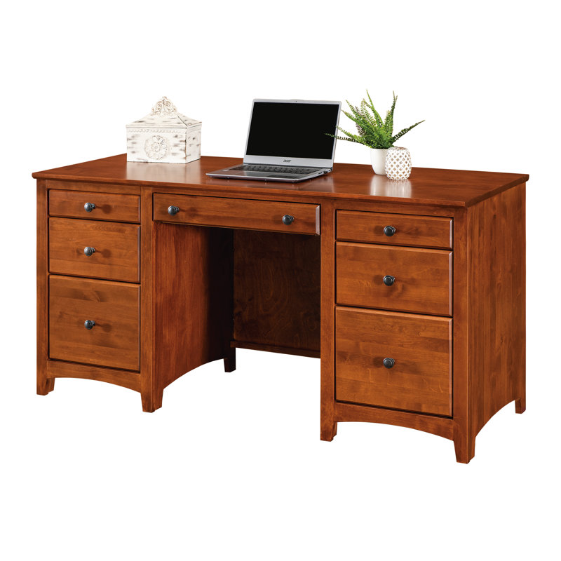 Malani Solid Wood Credenza Desk, Antique Cherry