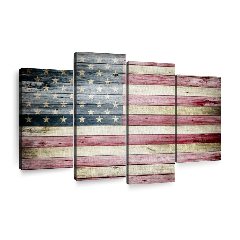 «Wooden American Flag», reproduction sur toile, H 36 po x l 22 po x P 1 po