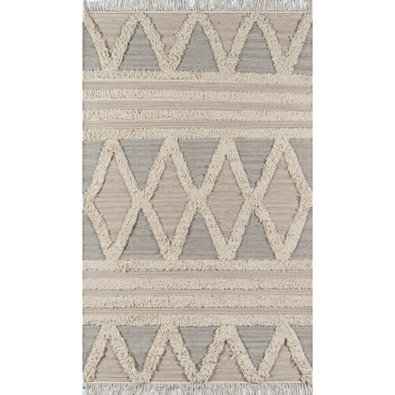 Tapis beige en laine fabriqué à la main Thoreson, Rectangle 2 pi x 3 pi