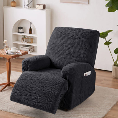 Harriet Recliner Chair Covers 3 Pieces Box Cushion Sofa Slipcovers Stretch Polyester Armchair Couch Cover with Pockets