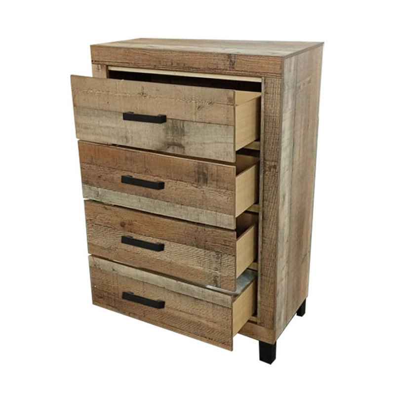 Ensemble de chambre à coucher 5 pièces en pin brun vieilli, Reine