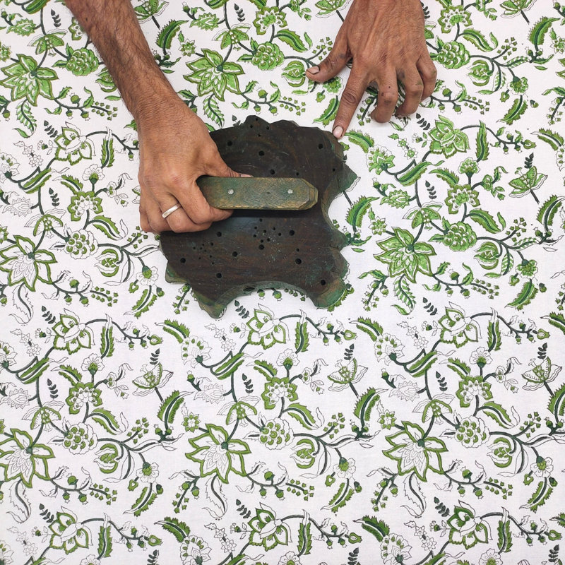 Green Chintz Tablecloth, 60" Square