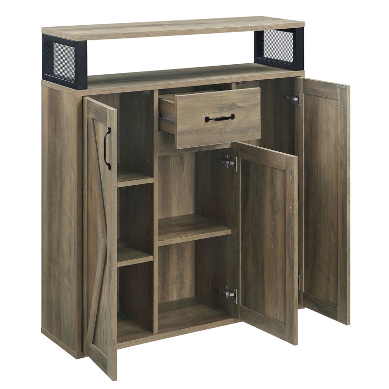 Buffet rustique avec 3 portes, armoire, Chêne