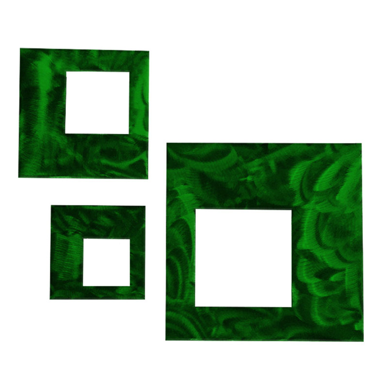 Candy Green Abstract Metal Square Wall Decor Set