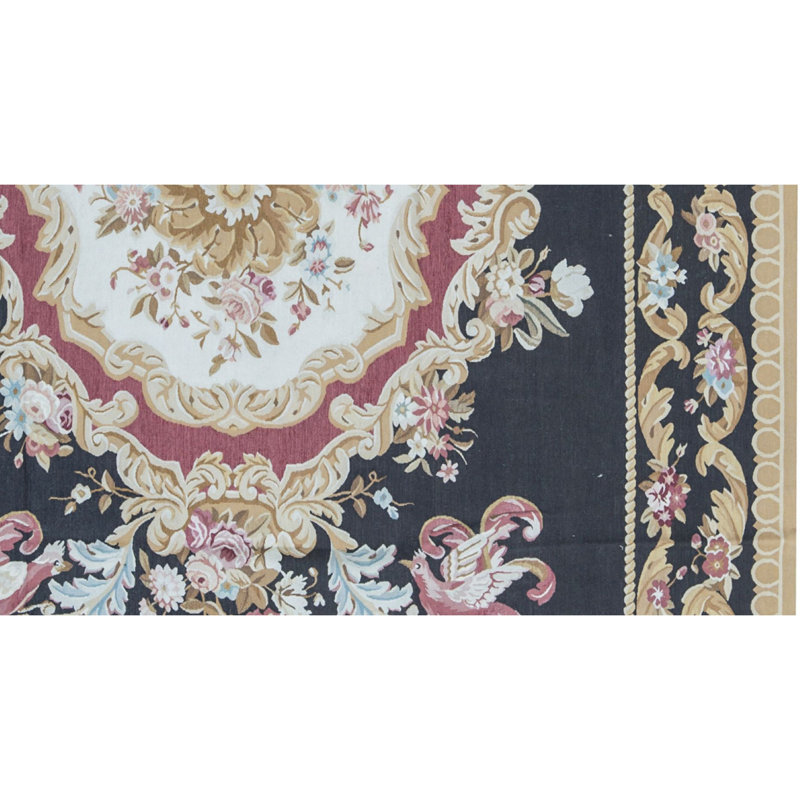 Hand-Knotted High-Quality Black and Gold Area Rug