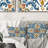 Mediterranean Tiles In Retro Blue V - Abstract Tile Printed Throw Pillow