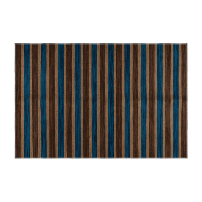 Tapis intérieur / extérieur brun HorizontalStripes, Rectangulaire 3 pi x 5 pi