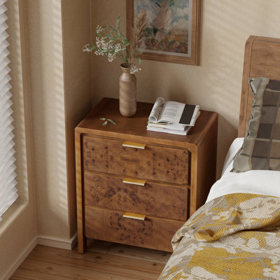 Manish 3 - Drawer Accent Chest with Burl Finish