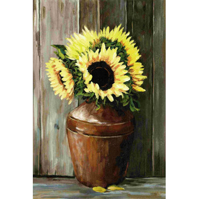 Vase tournesol - peinture sur toile tendue