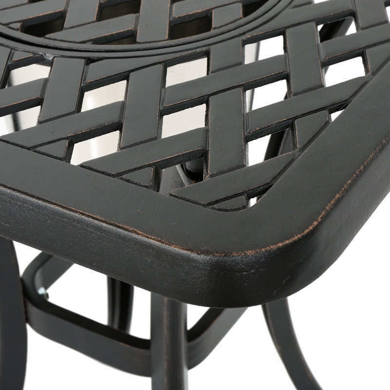 Table bistro en cuivre noir coulé avec rangement pour boissons glacées, seau à glace antirouille de 21 po x 25 po, 20,46 po 25,19 po