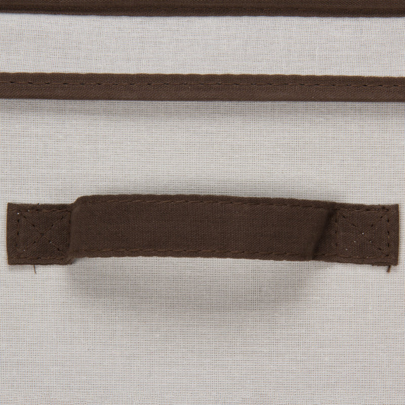 LargeStorageBoxwithLidSoftPoly-CottonCanvaswithReinforcedFrameGenerousStorageCapacityFully-RemovableLidFrontHandleVersatileFoldableandStackablewithCoffeeTrim