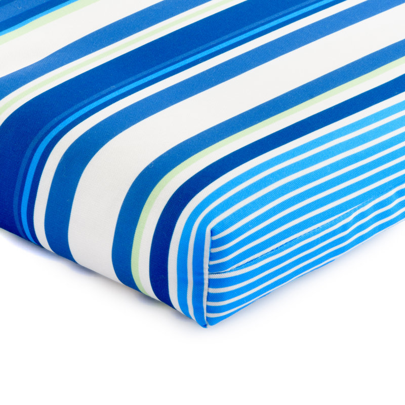 Coussin de chaise pour l'extérieur Lillian, Rayures de plage bleu marine / vert