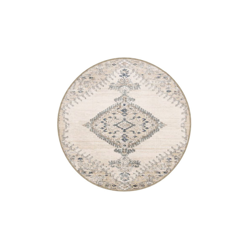 Tapis tissé lavable traditionnel à motif de nœuds crème, Tapis de couloir 3 pi 3 po x 6 pi 7 po inclus
