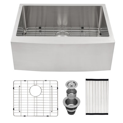 Évier de cuisine noir 27 en acier inoxydable 27 po - évier de cuisine 27 * 21 * 10 pouces à tablier avant en acier inoxydable de calibre 16