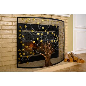 Brindon Tree of Life 1 Panel Iron Fireplace Screen