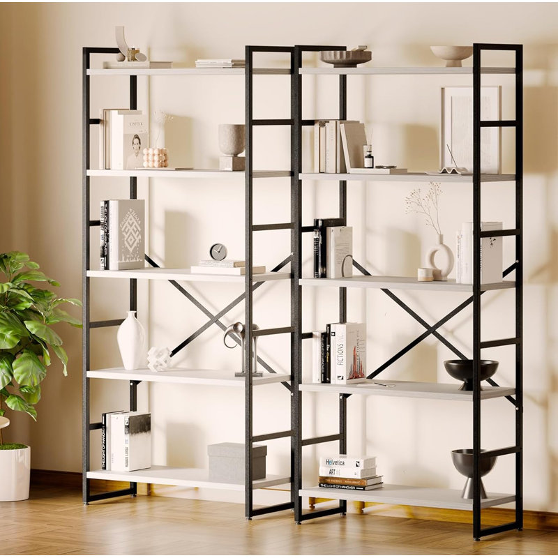 17 Stories 5 Tiers Bookshelf, Classically Tall Bookcase Shelf ...